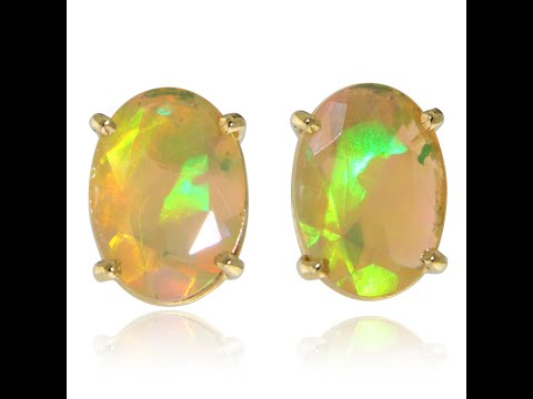 Cercei Aur 14k Opal etiopian natural - Frumusete si Lumina