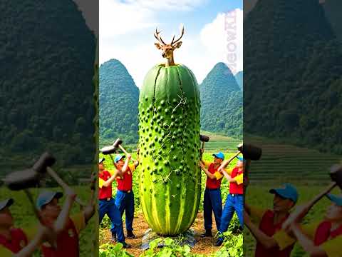 🥒🐴😱Unbelievable! Men Rescue Mule Trapped Inside a Giant Cucumber #funny #MuleRescue #ViralShorts