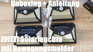 Solarleuchte für Außen, [4 Stück] Solarlampen für Außen mit Bewegungsmelder Unboxing und Anleitung