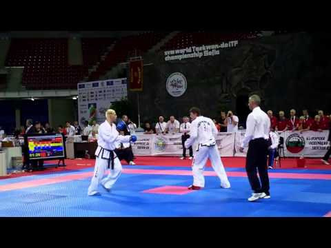 Ales Vyzral v Andrey Kress. -85kg Male Sparring Semi Final 2013 ITF World Championships