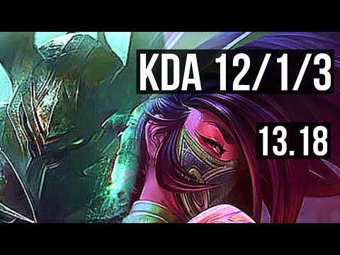 MORDE vs AKALI (MID) | 12/1/3, Legendary, 600+ games | NA Grandmaster | 13.18