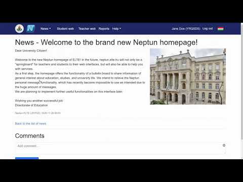 ELTE Neptun login and news
