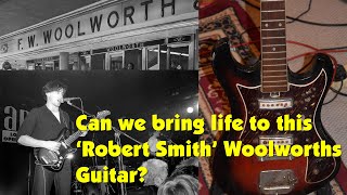 Video thumbnail for Can we bring back to life a Woolworths 'Top Twenty' guitar as used by Robert Smith of The Cure? by Matthew North Music