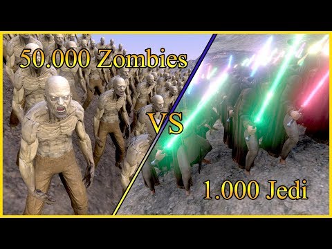 1000 Jedi vs 50000 Zombies - Massive Battle -  Ultimate Epic Battle Simulator