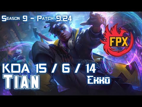 FPX Tian EKKO vs QIYANA Jungle - Patch 9.24 KR Ranked