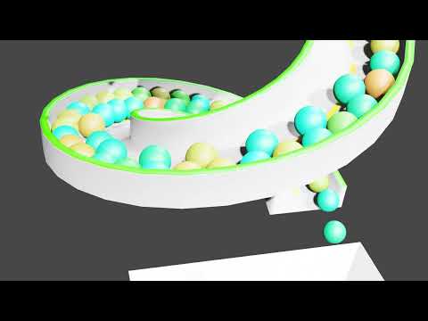 Color Balls on spiral stair, Blender animation, Rigid body simulation, Eevee