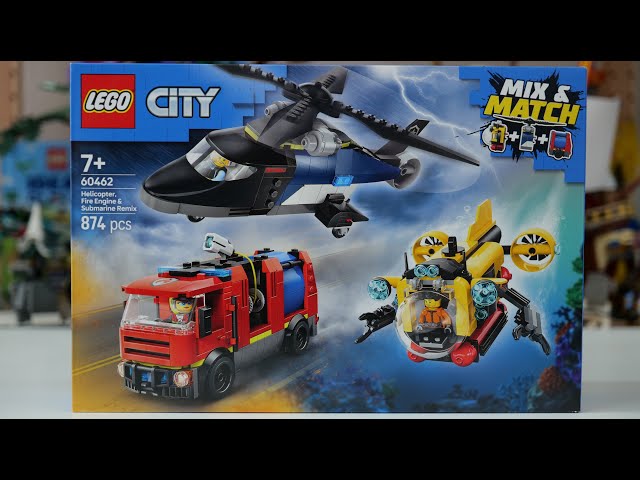 Vídeo relacionado con LEGO City 3 en 1 Remix: Helicóptero, Camión de Bomberos y Submarino de Juguete, Set de 3 Juguetes de Vehículos Modulares Combinables y Minifiguras, Regalo para Niños y Niñas de 7 Años o Más 60462