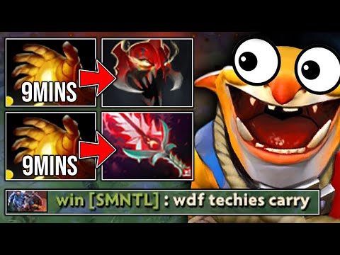 He knows how to be on YOUTUBE!! - WTF Techies Carry 9Mins Midas Crazy farm!!!