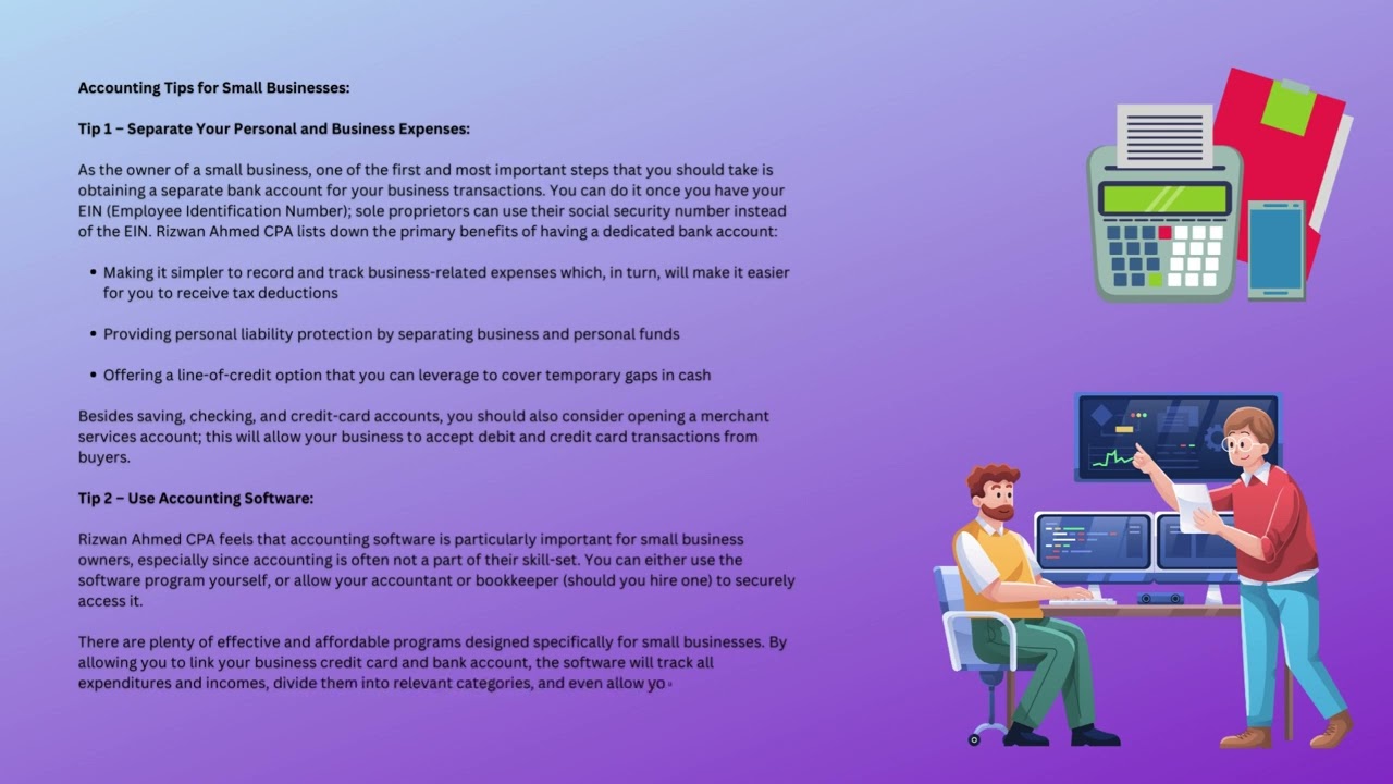 Rizwan Ahmed CPA - Accounting Tips for Small Businesses