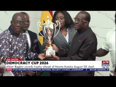 Democracy Cup 2026: Alban Bagbin unveils trophy ahead of Hearts-Kotoko August 28 clash