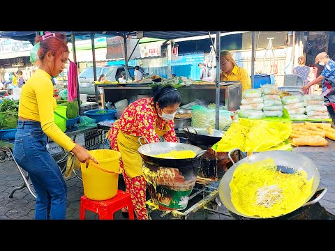 Most Popular Place for Yellow Pancake, Spring Roll, Rice Noodle & More - Cambodia Best Street Food