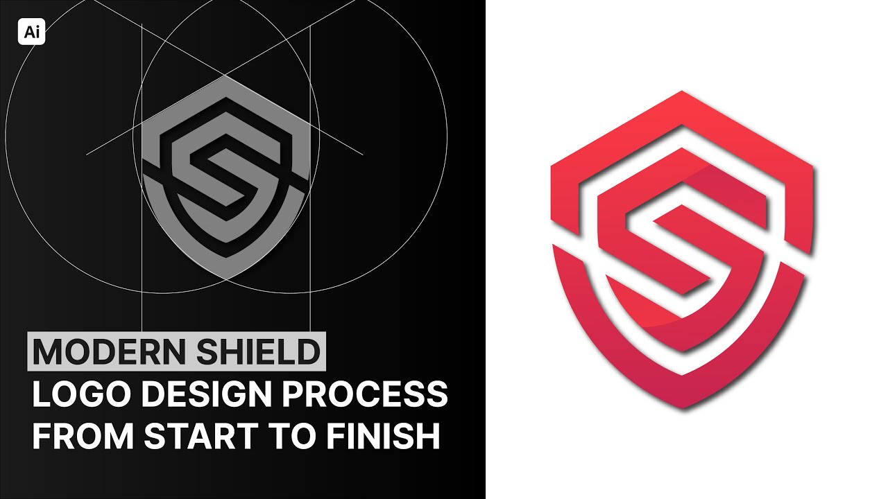 Modern Shield Logo Design Process | Adobe Illustrator Tutorial