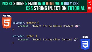 Download the video "How To Insert String And Emoji Into HTML With CSS - String Injection Tutorial #css #html #csstricks"