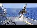 AV 8B Harrier II Showing The Insane Jump On Aircraft Carrier