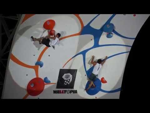 Carlo Traversi vs. Chris Sharma in the first round of Psicobloc Masters 2016