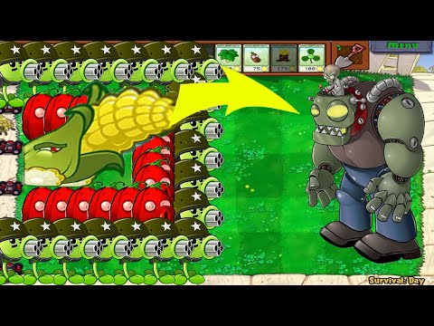 99 Gatling Pea Cob Cannon vs Plat Fife vs 999 Gargantuar - Plants vs Zombie