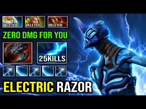 ELECTRIC IMBA MID RAZOR 100% Static Link Can't Dispel Zero DMG For Enemy with Crazy 25Kills DotA 2