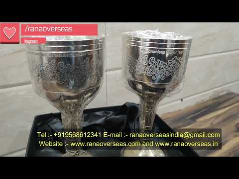 Custom logo aluminium goblet metal wine glass with box for p...