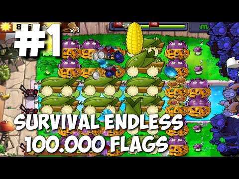 Plants vs Zombies Survival Endless 100000 Flags Part 1