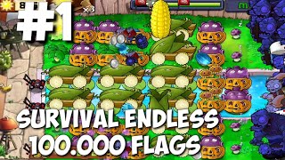 Plants vs Zombies Survival Endless 100000 Flags Part 1