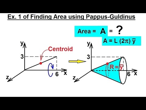 Mechanical Engineering: Centroids & Center of Gravity (26 of 35) Area=? using Pappus-Guldinus