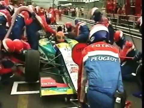 F1 Eddie Irvine On Fire Belgium SPA 1995 Formula 1 Peugeot