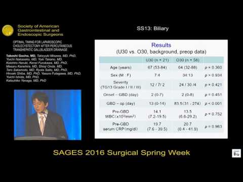 Optimal timing for laparoscopic cholecystectomy after percutaneous transhepatic gallbladder drainage from the SAGES Video Library