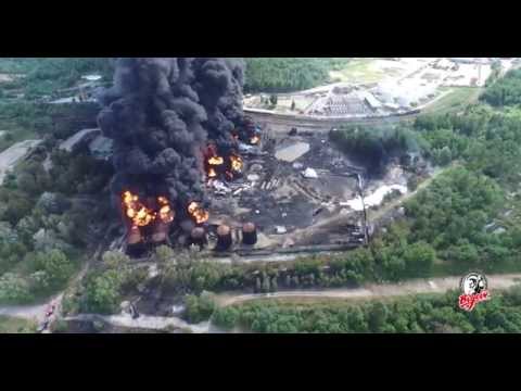 Видео пожара на нефтебазе БРСМ