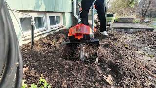 Trying The Lawn Master Brushless 48V MAX Cordless Tiller On My Garden Bed