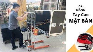 Xe nâng tay cao có măt bàn, xe nâng cao mini 400kg lên 1m. 0915.886.488