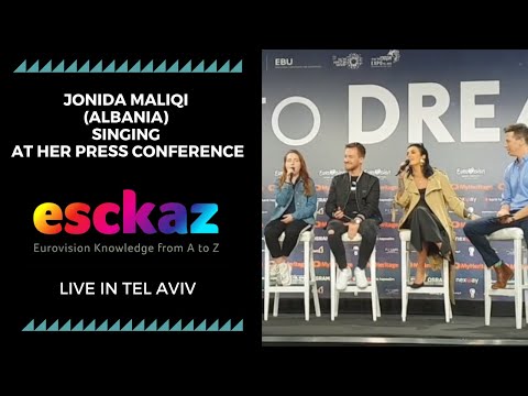 ESCKAZ in Tel Aviv: Jonida Maliqi (Albania) singing at her press conference