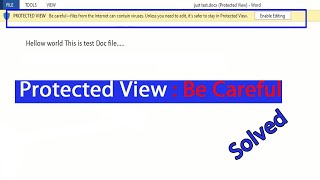 How To Disable PROTECTED VIEW in MS Office | Be Careful | Enable Editing|