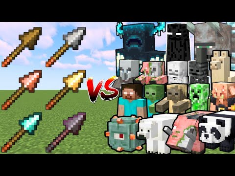 All Spears vs All Minecraft Mobs | Minecraft Mob Battle
