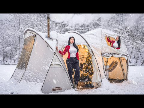 ❄️CAMPING IN HEAVY SNOW WITH A TWO-STORY TENT