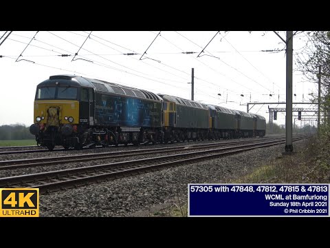 57305 with 47848, 47812, 47815 & 47813 at Bamfurlong - 18th April 2021