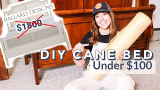 Old Bed Makeover DIY | Designer Dupe Cane Headboard For Under $100