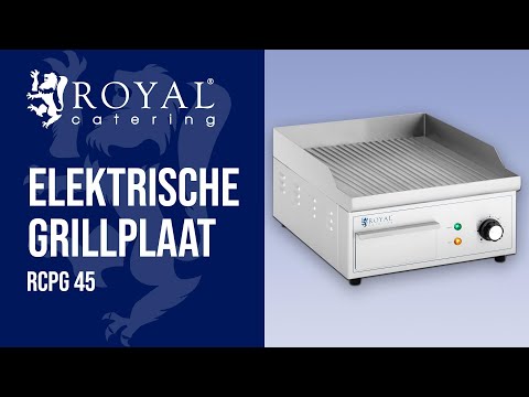 Video - Elektrische grillplaat - 380 x 330 mm - Royal Catering - Ribbed - 2,000 W