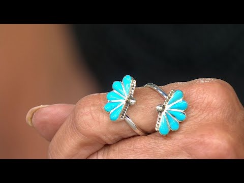 Chaco Canyon Campitos Turquoise Sterling Silver Floral Bypass Ring