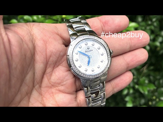 ساعة بولوفا روزديل مرصعة بالألماس كوارتز نسائية -...