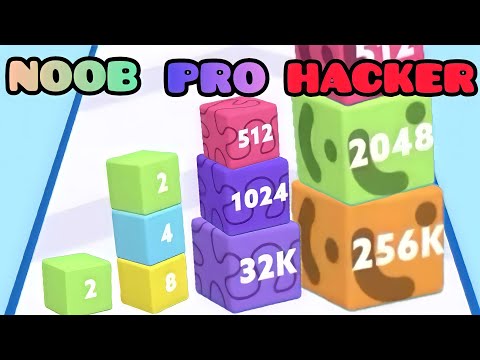 NOOB vs PRO vs HACKER in Merge Jump 2048