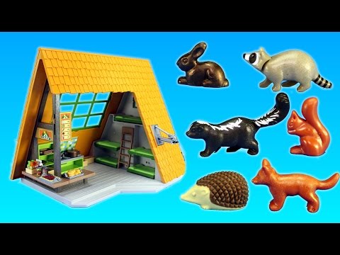 New 2017 Playmobil Camping Lodge Building Playset and wild animals Build Review - Animal Toys Video