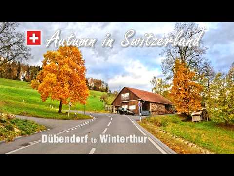 Autumn in Switzerland 🍂🇨🇭 Dübendorf to Winterthur (Part 2) • Swiss Road Trip [4K]