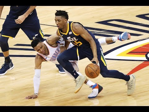 Donovan Mitchell PLAYOFF DEBUT at Thunder (2018 Game 1) - 27 Pts, 10 Rebs, 2 Stls, 11-22 FGM!
