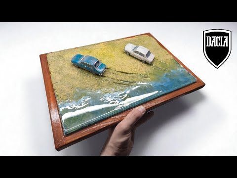 Realistic Beach Diorama Featuring a Classic Dacia 1300