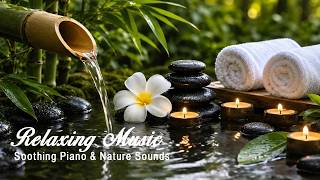 Relaxation Music: Bamboo Water Fountain + Healing Piano 🌿 Sleep Music,