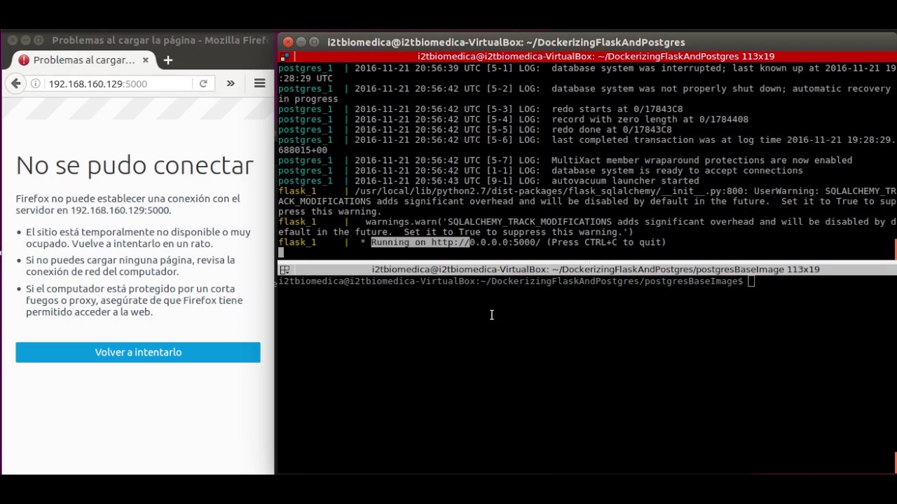 Flask and PostgreSQL using Docker
