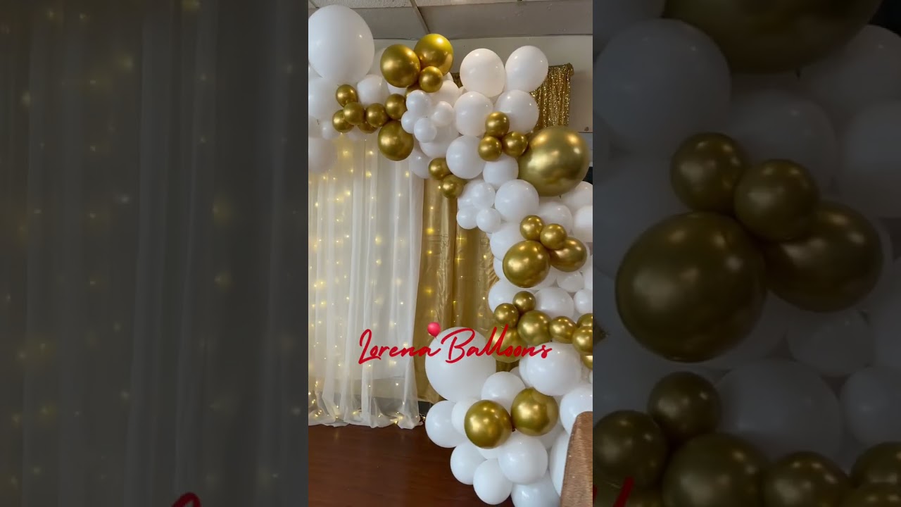 Full Arch with White and Gold Balloons | Garland Balloon
