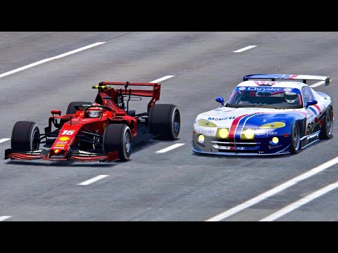 Ferrari F1 2019 vs Dodge Viper GTS-R - Drag Race