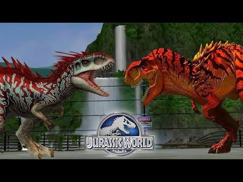INDOMINUS REX VS TYRANNOSAURUS REX - JURASSIC BATTLE || JURASSIC WORLD THE GAME