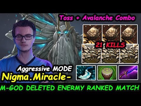 Nigma Miracle Tiny MIDLANE Aggressive Mode Toss + Avalanche Combo Dota 2 7.24b Gameplay
